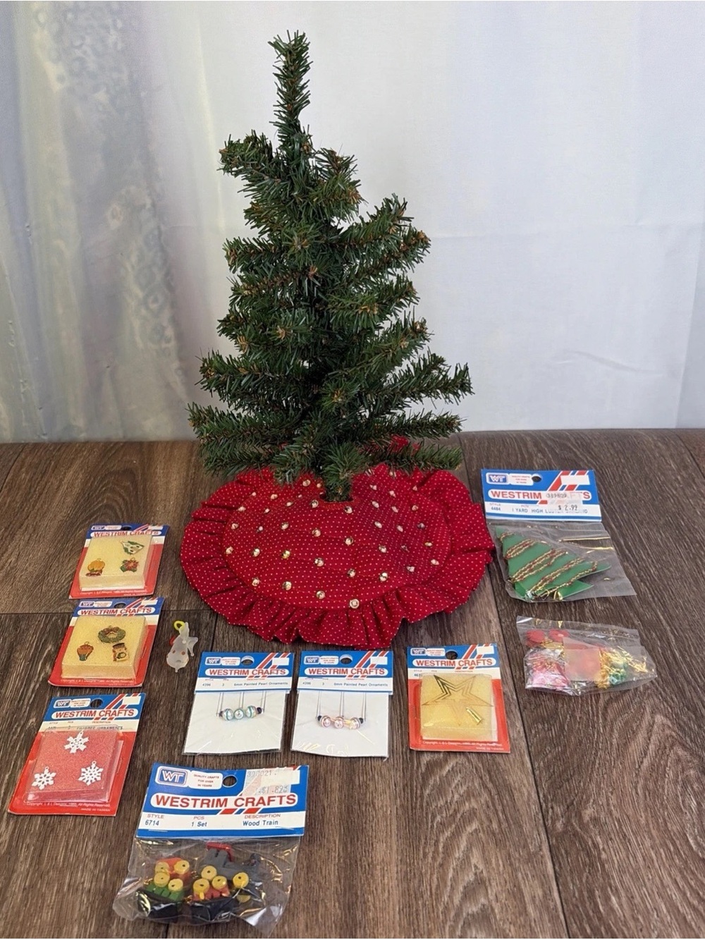 12" Christmas Tree & New Westrim Crafts Vintage 1985 Mini Ornament Lot Cloissone